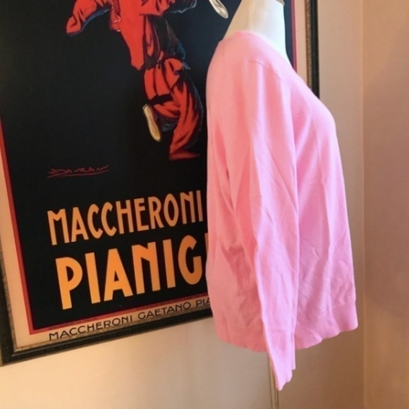 Land’sEnd:Pink Scolloped Neck Light Weight Sweater - Picture 5 of 8